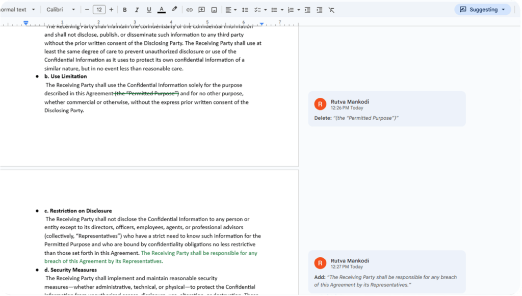 How to redline in Google Docs | Step 3 | HyperStart CLM