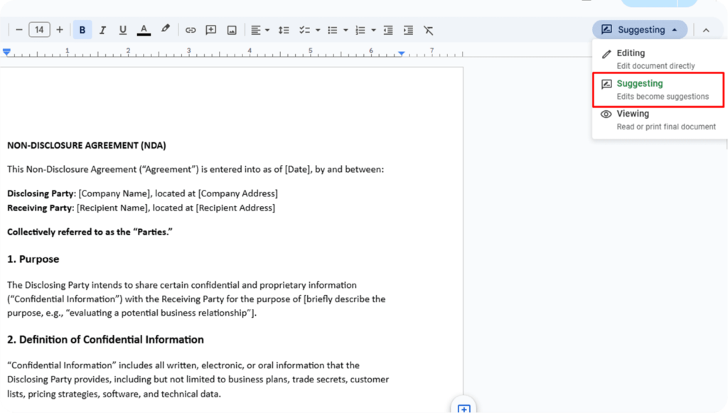 How to redline in Google Docs | Step 2 | HyperStart CLM