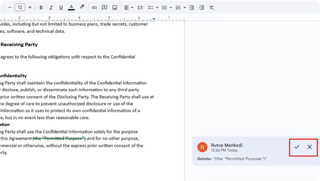 How to redline in Google Docs | Step 5 | HyperStart CLM
