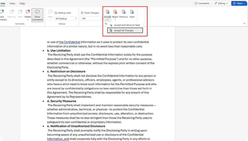 Finalize and accept changes | HyperStart